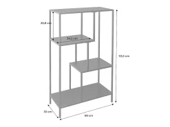 Estantería asimétrica de metal con 4 estanterías negro