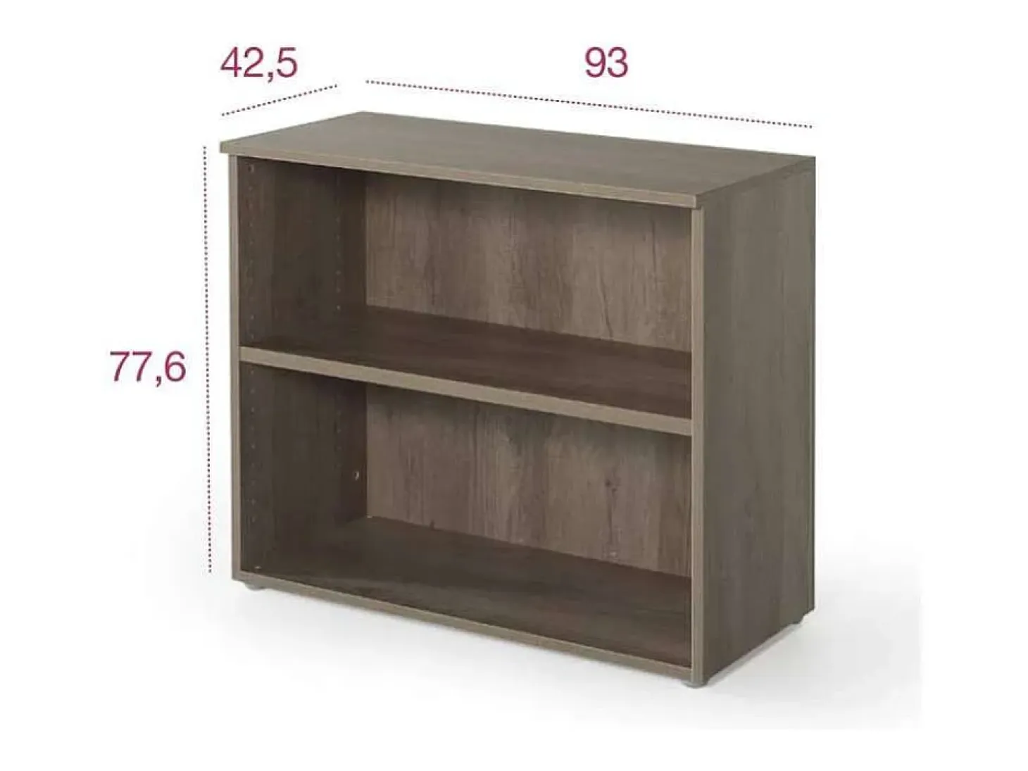 Estantería baja para oficina o estudio acabado olmo claro, 77.6 cm(alto)93 cm(ancho)42.5