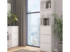 Estantería baja Plea para salón 3 niveles blanco mate melamina 42x92x29 cm
