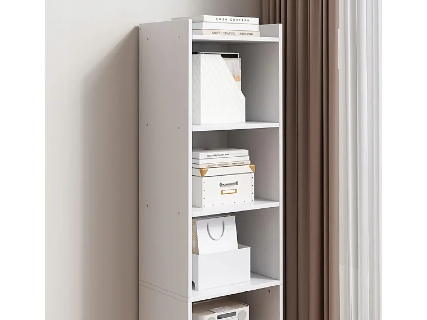 ESTANTERÍA BLANCA DE PIE PARA LIBROS ESTANTES ALTOS ESCANDINAVOS COLUMNA ARMARIO LOFT