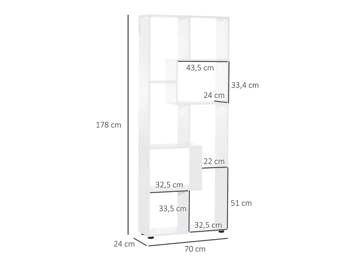 Estantería blanco 70x24x178 cm HOMCOM