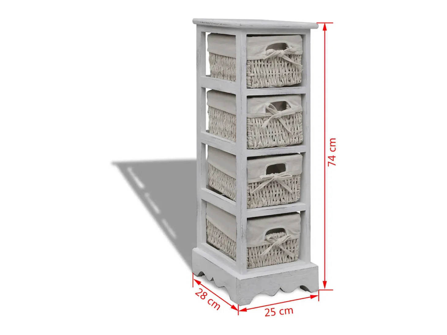 Estantería con 4 cestas tejidas madera blanco