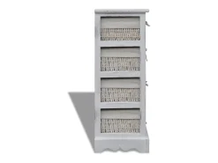 Estantería con 4 cestas tejidas madera blanco