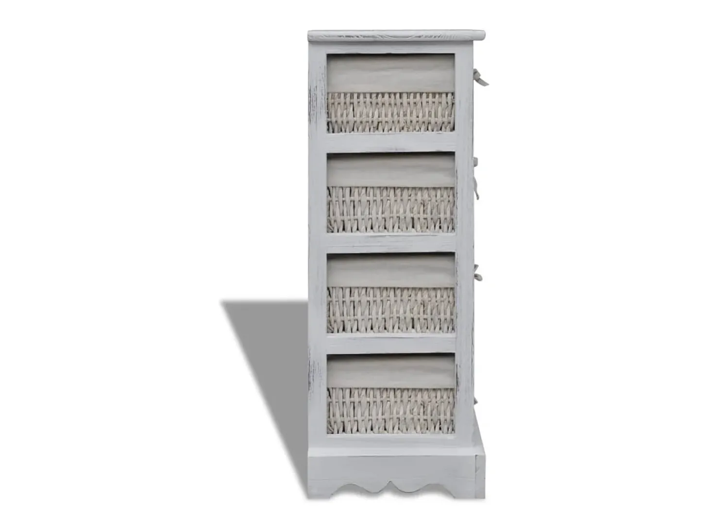 Estantería con 4 cestas tejidas madera blanco