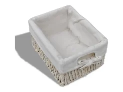 Estantería con 4 cestas tejidas madera blanco