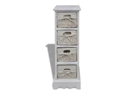 Estantería con 4 cestas tejidas madera blanco
