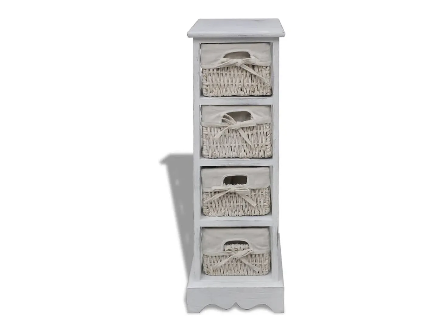 Estantería con 4 cestas tejidas madera blanco
