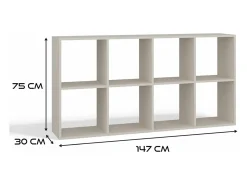 Estantería con 8 estantes - 147 cm - Roble Sonoma - MALAX