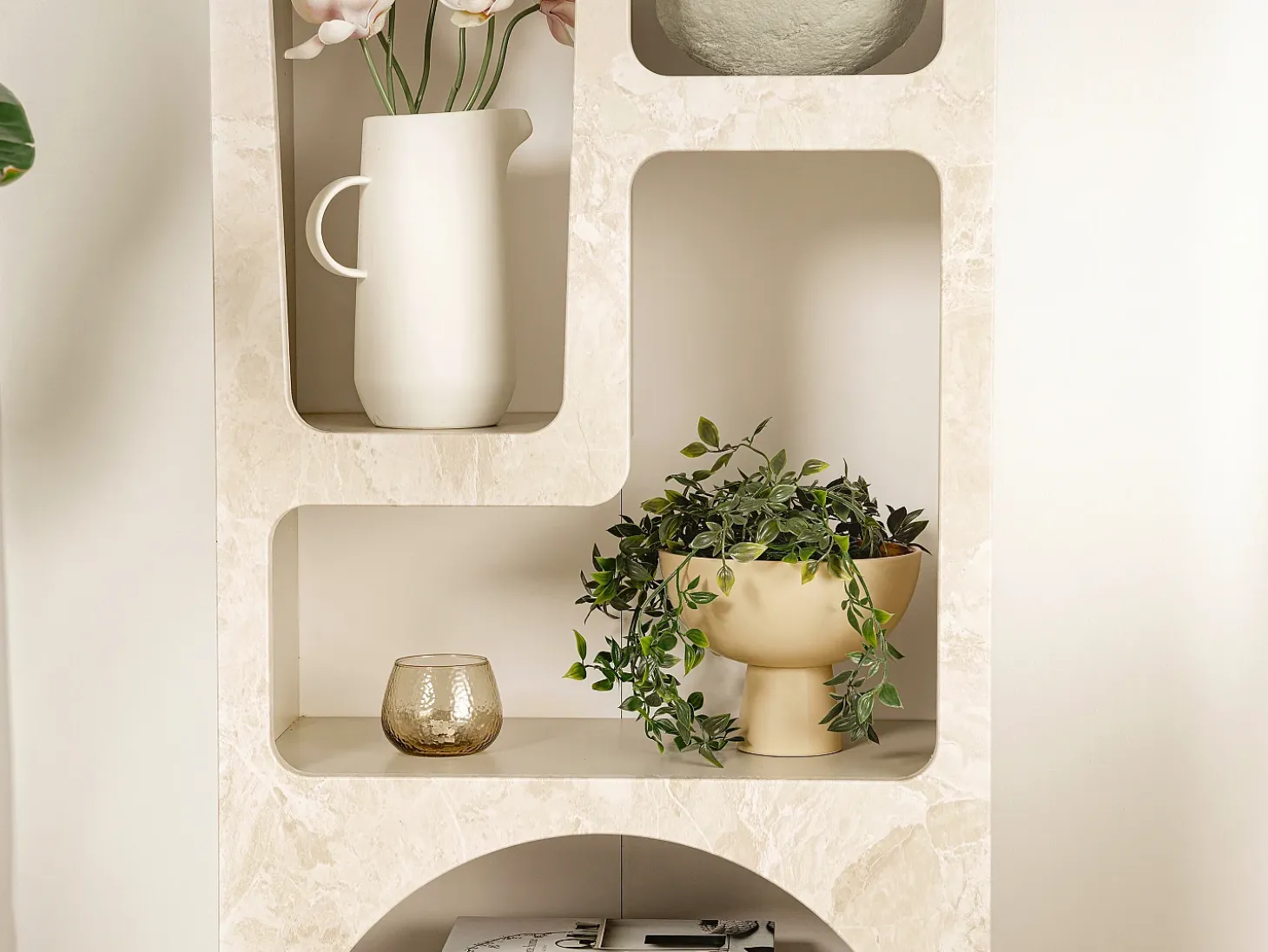 Estantería con 5 huecos - Efecto mármol beige - LUELA