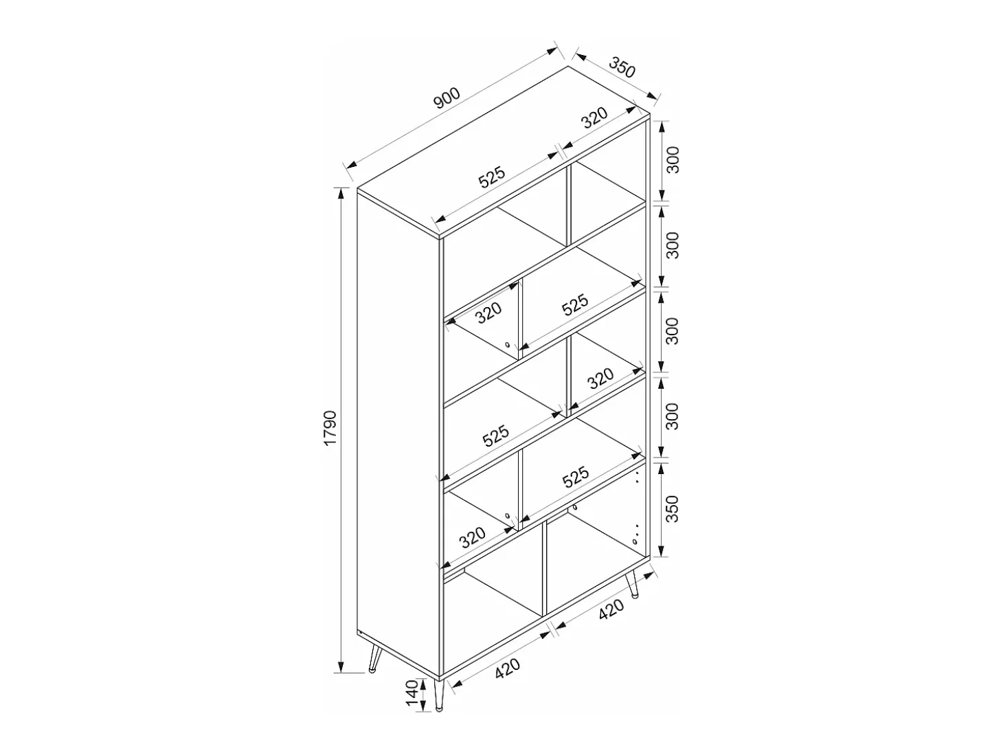 Estantería con 2 puertas y 8 estantes - Beige - NORSIM de Pascal Morabito