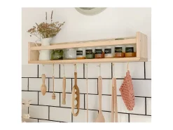 Estantería con barra central de pino Kit Line 60 cm