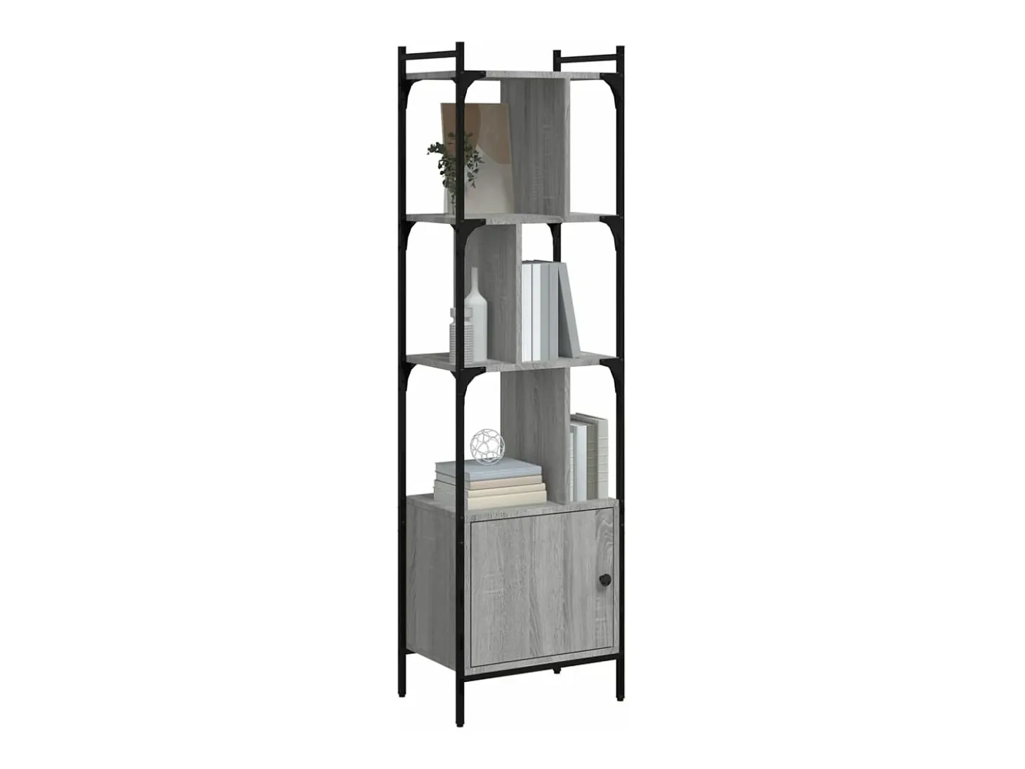 Estantería con puerta madera gris Sonoma 44,5x30x154,5 cm