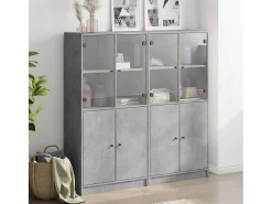 Estantería con puertas madera de ingeniería gris 136x37x142 cm ES198796