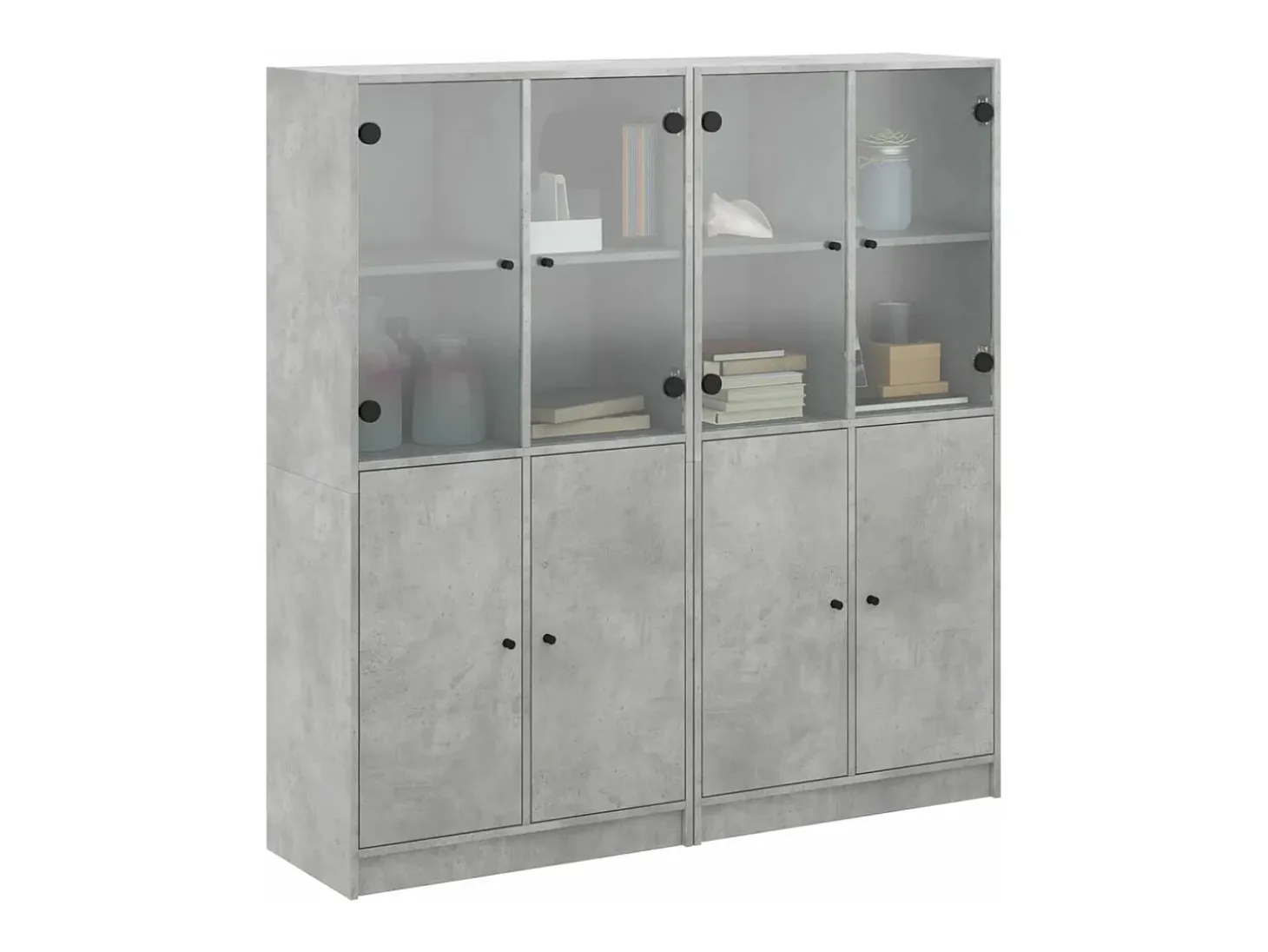 Estantería con puertas madera de ingeniería gris 136x37x142 cm ES198796