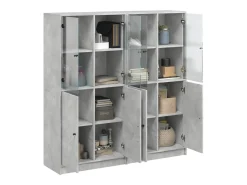 Estantería con puertas madera de ingeniería gris 136x37x142 cm ES198796