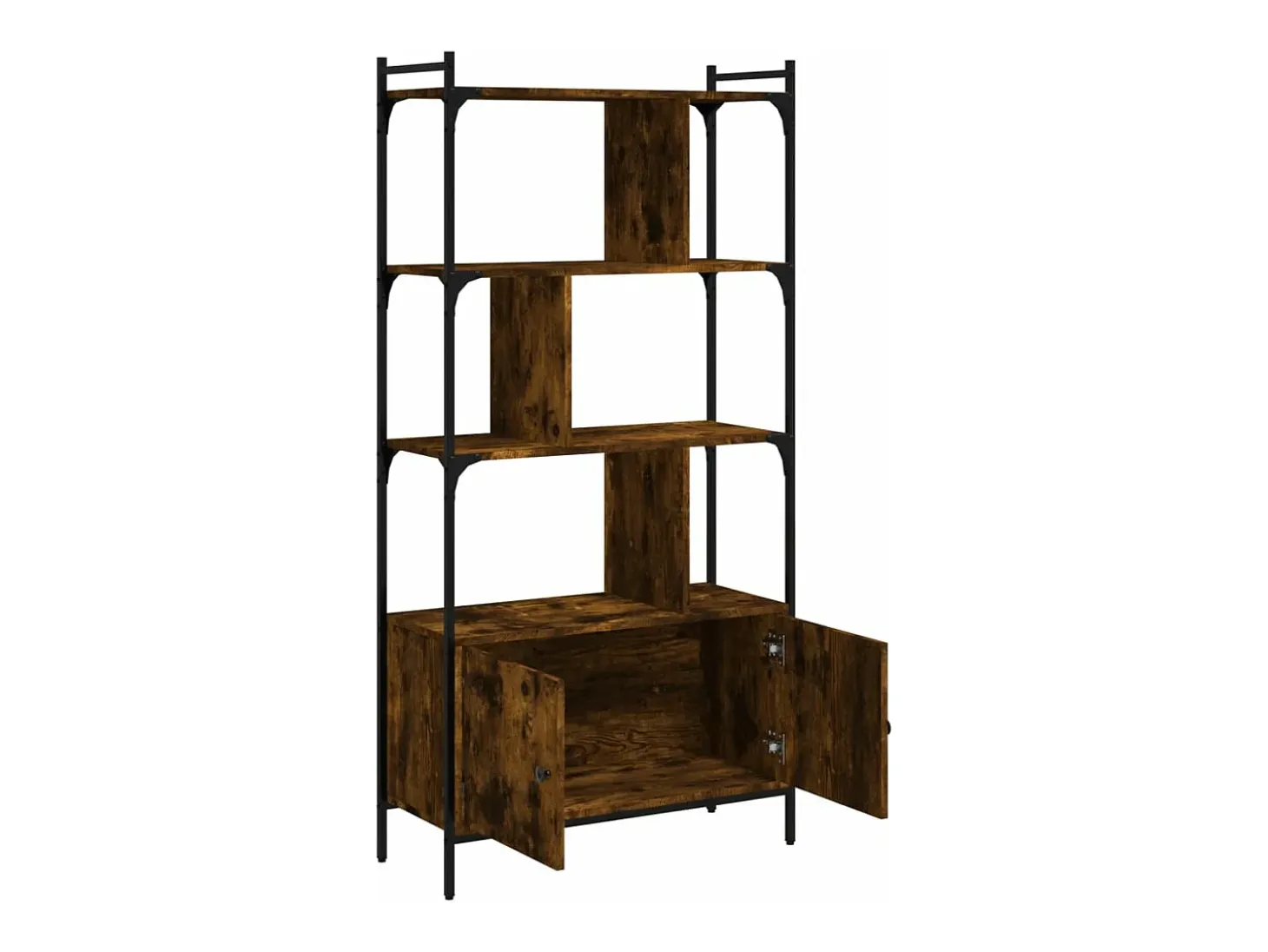 Estantería con puertas madera roble ahumado 76,5x30x154,5 cm