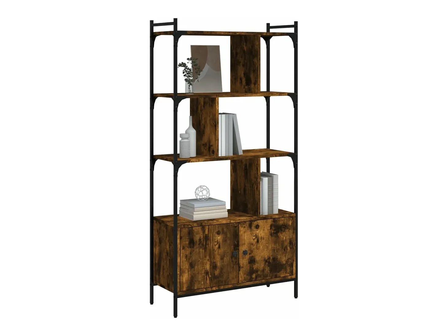 Estantería con puertas madera roble ahumado 76,5x30x154,5 cm