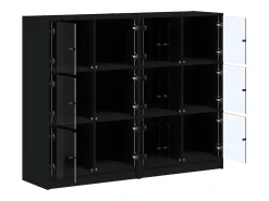 Estantería con puertas madera de ingeniería negro 136x37x109 cm
