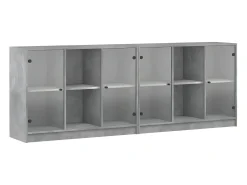 Estantería con puertas madera de ingeniería gris 204x37x75 cm