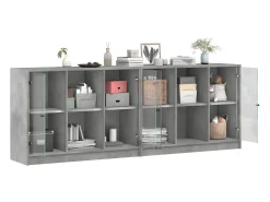 Estantería con puertas madera de ingeniería gris 204x37x75 cm