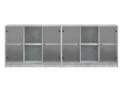 Estantería con puertas madera de ingeniería gris 204x37x75 cm
