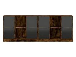 Estantería con puertas madera roble ahumado 204x37x75 cm