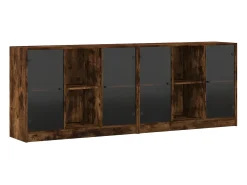 Estantería con puertas madera roble ahumado 204x37x75 cm