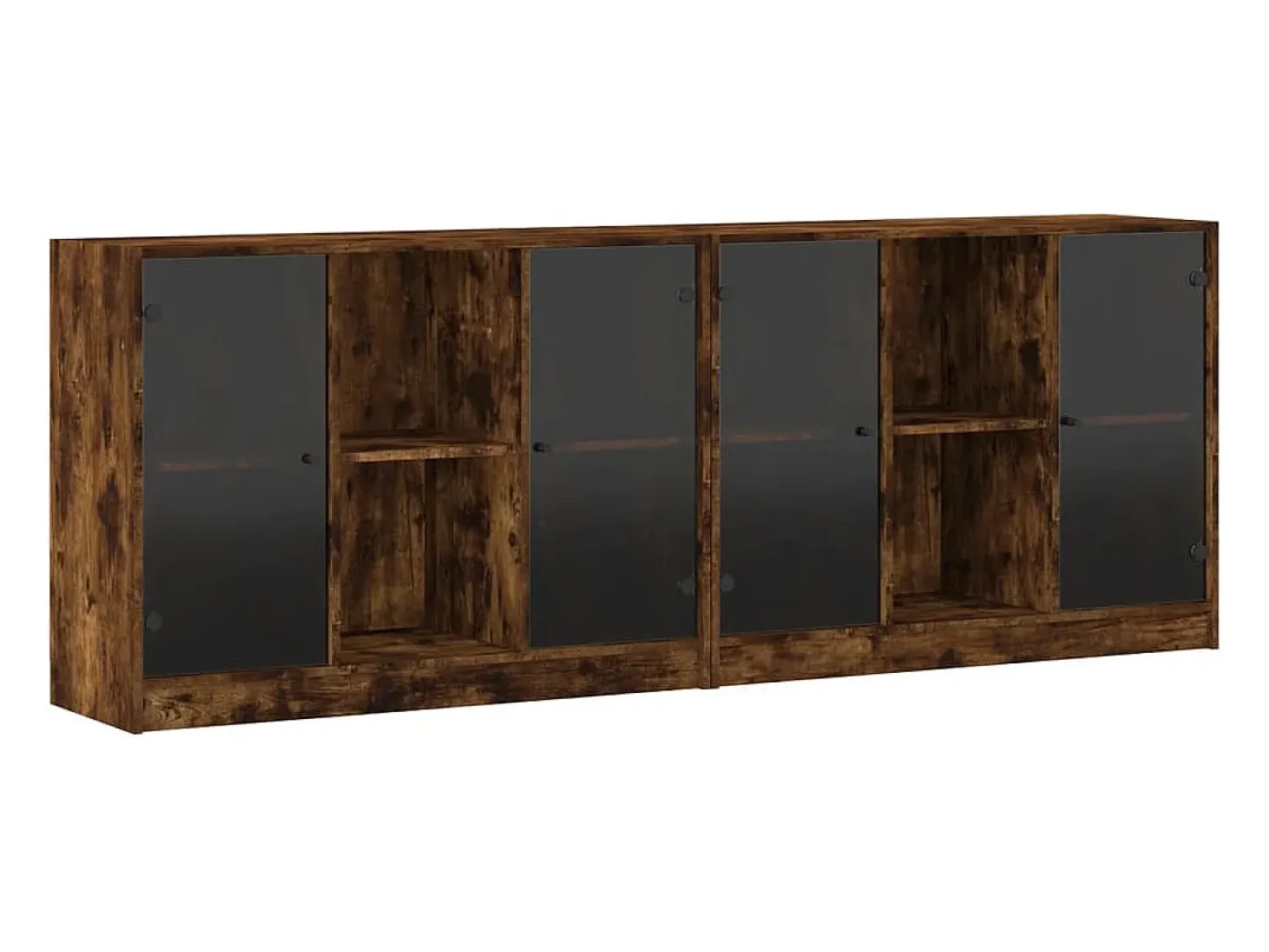 Estantería con puertas madera roble ahumado 204x37x75 cm