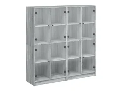 Estantería con puertas madera gris Sonoma 136x37x142 cm