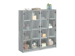 Estantería con puertas madera gris Sonoma 136x37x142 cm