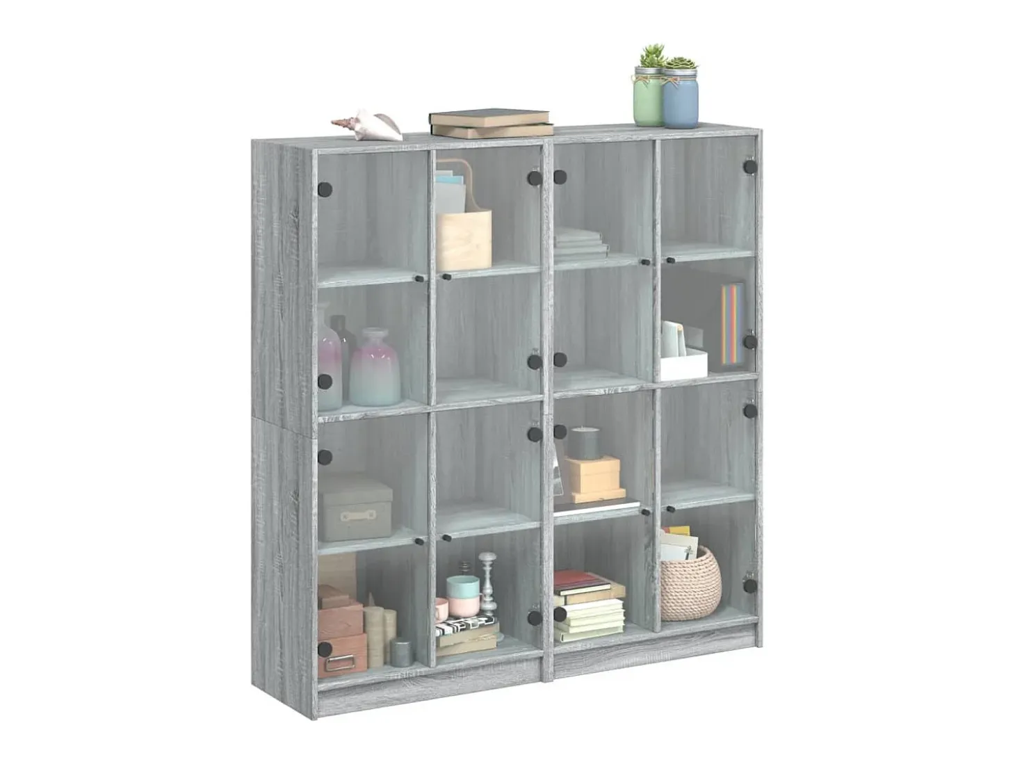 Estantería con puertas madera gris Sonoma 136x37x142 cm