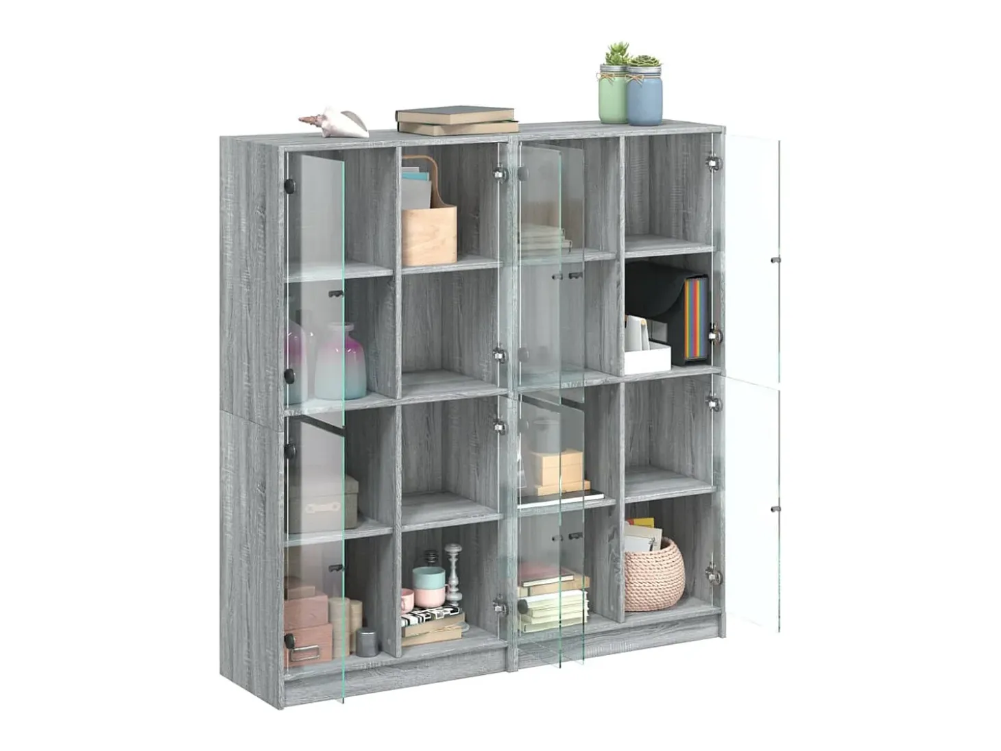 Estantería con puertas madera gris Sonoma 136x37x142 cm