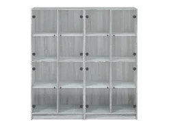 Estantería con puertas madera gris Sonoma 136x37x142 cm