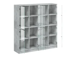 Estantería con puertas madera de ingeniería gris 136x37x142 cm