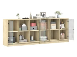 Estantería con puertas madera roble Sonoma 204x37x75 cm