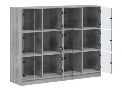 Estantería con puertas madera gris Sonoma 136x37x109 cm