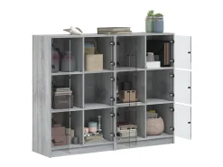 Estantería con puertas madera gris Sonoma 136x37x109 cm