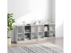 Estantería con puertas madera gris Sonoma 204x37x75 cm