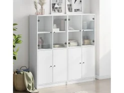 Estantería con puertas madera de ingeniería negro 136x37x142 cm ES127677