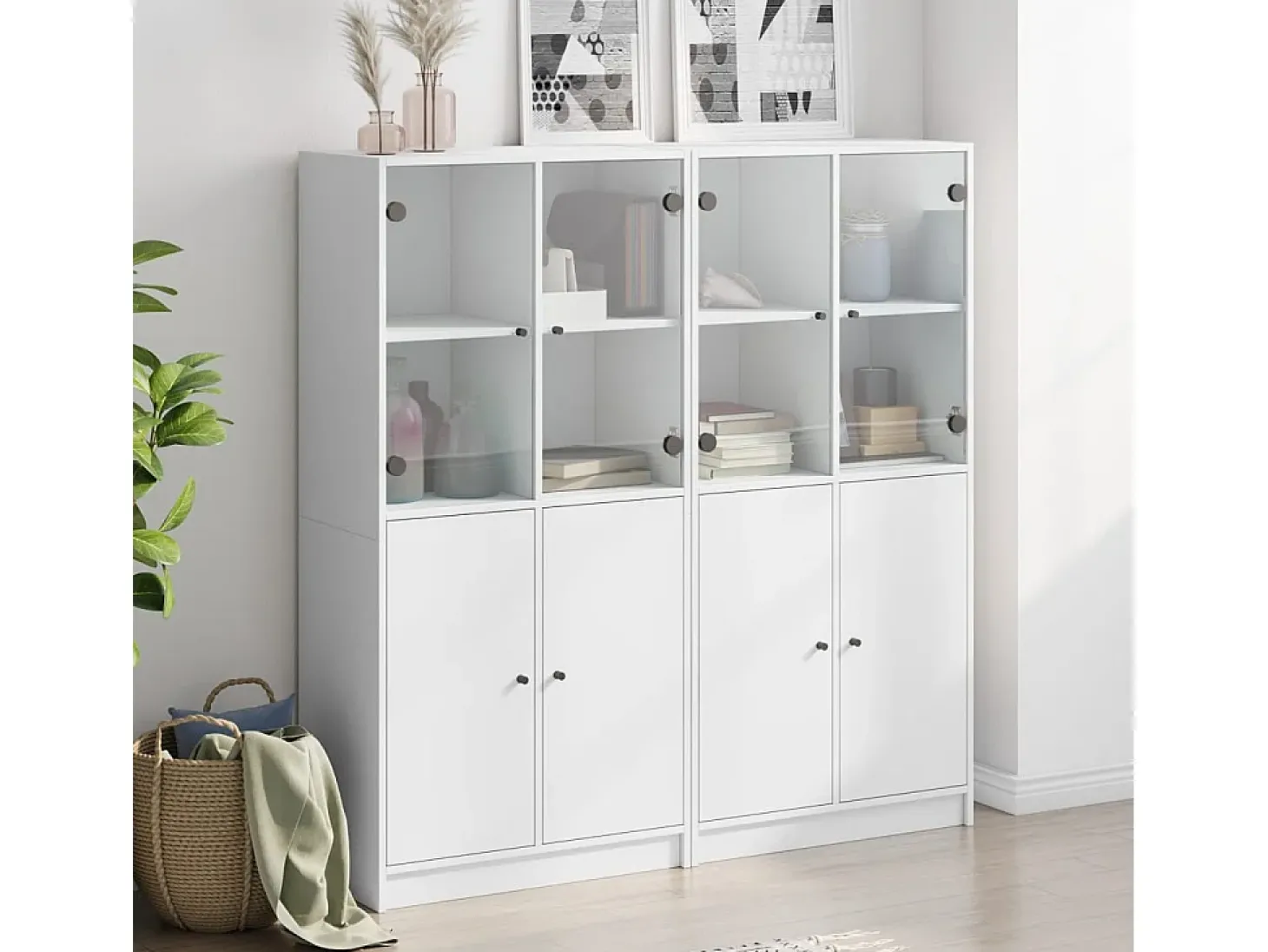 Estantería con puertas madera de ingeniería negro 136x37x142 cm ES127677