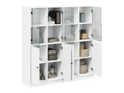 Estantería con puertas madera de ingeniería negro 136x37x142 cm ES127677