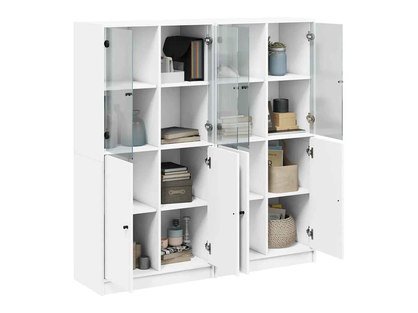Estantería con puertas madera de ingeniería negro 136x37x142 cm ES127677