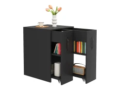 Estantería con ruedas - Mueble lateral móvil - Cajones laterales deslizantes - Lados izquierdo y derecho intercambiables - Negro