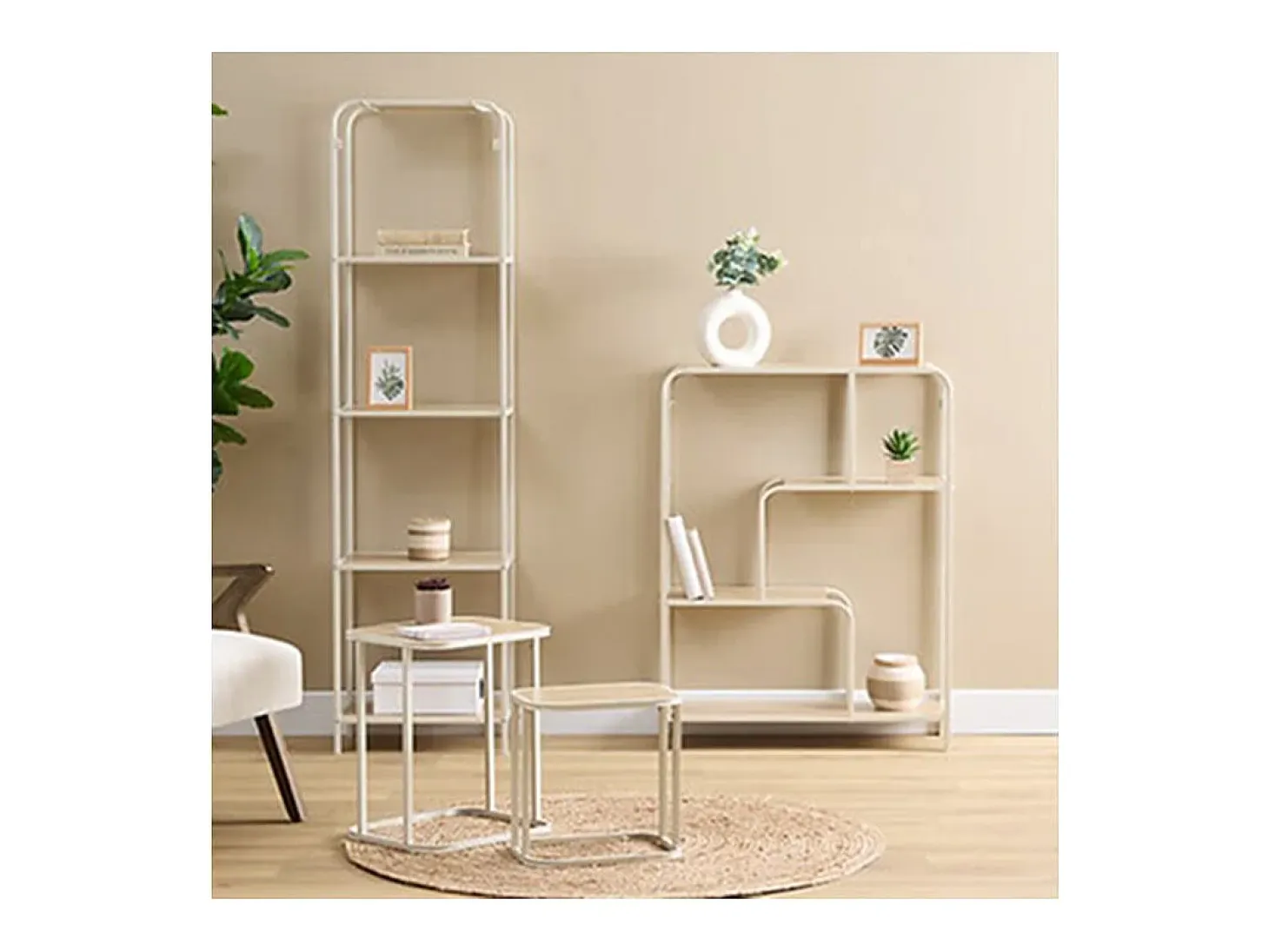Estantería Curvy 3 estantes blanco/natural 101x76x27 cm