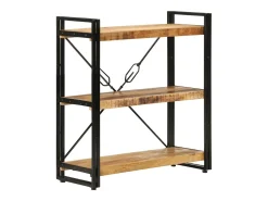 Estantería de 3 alturas hierro y madera maciza mango 77x30x80cm