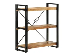 Estantería de 3 alturas hierro y madera maciza mango 77x30x80cm