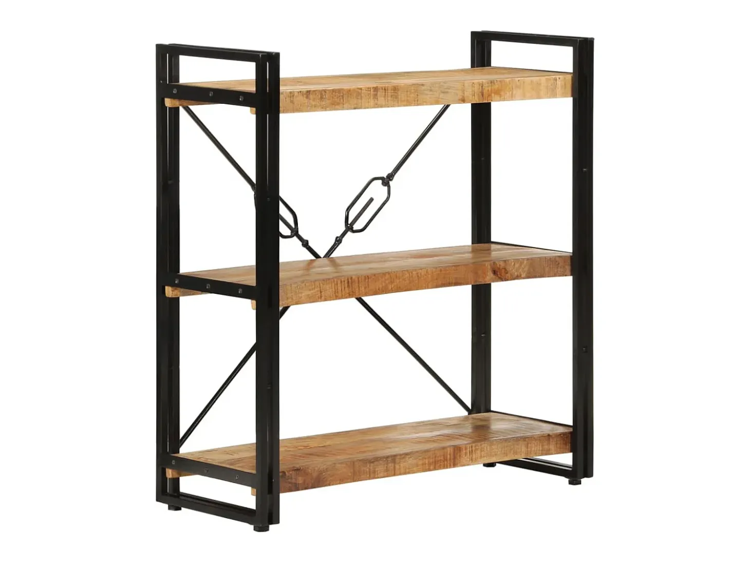 Estantería de 3 alturas hierro y madera maciza mango 77x30x80cm