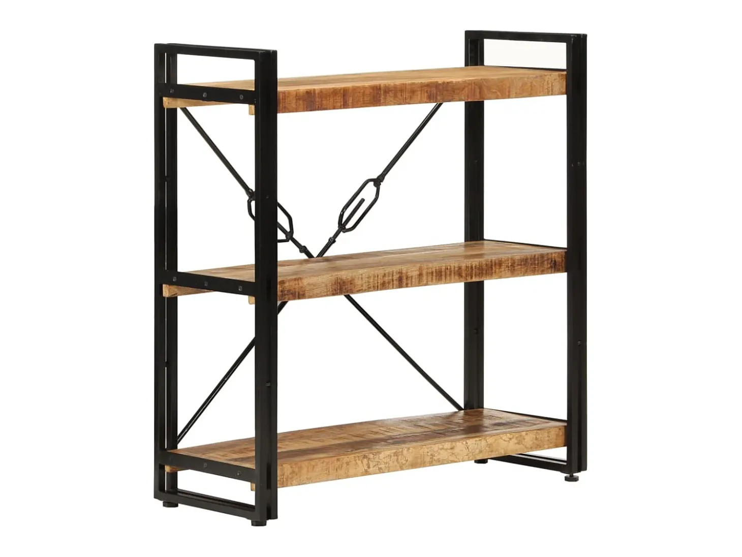 Estantería de 3 alturas hierro y madera maciza mango 77x30x80cm
