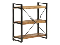 Estantería de 3 alturas hierro y madera maciza mango 77x30x80cm