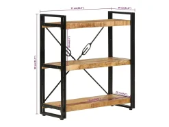 Estantería de 3 alturas hierro y madera maciza mango 77x30x80cm